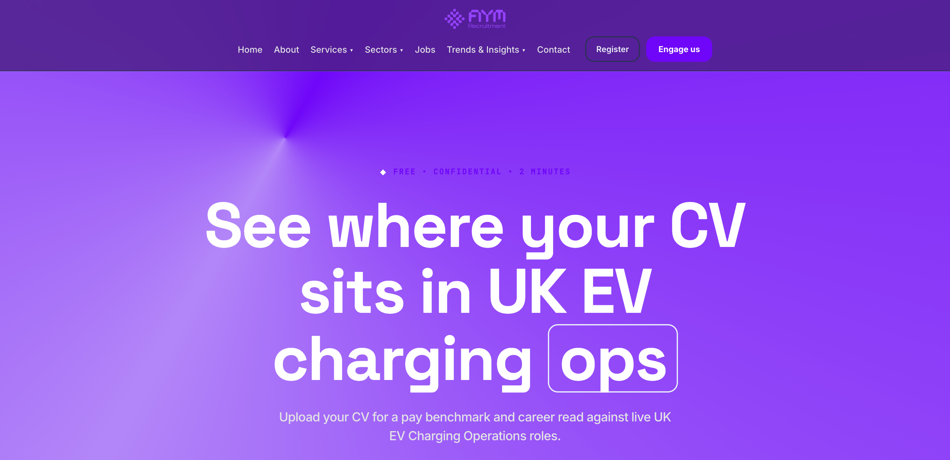 The Aym Recruitment candidate conversion well offering a free EV charging market report